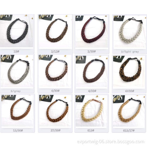 Synthetic Hair Braided Elastic Box Braid Headband Fashion Hairband for Women 12 Colors On Sale Elastic Hairband